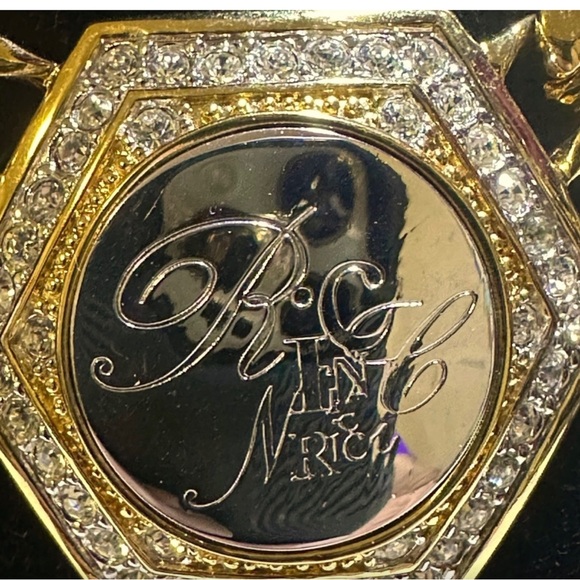 FABULOUS Vtg NINA RICCI Heavy Gold Link Necklace with Matching Clip On Earring - Picture 3 of 11